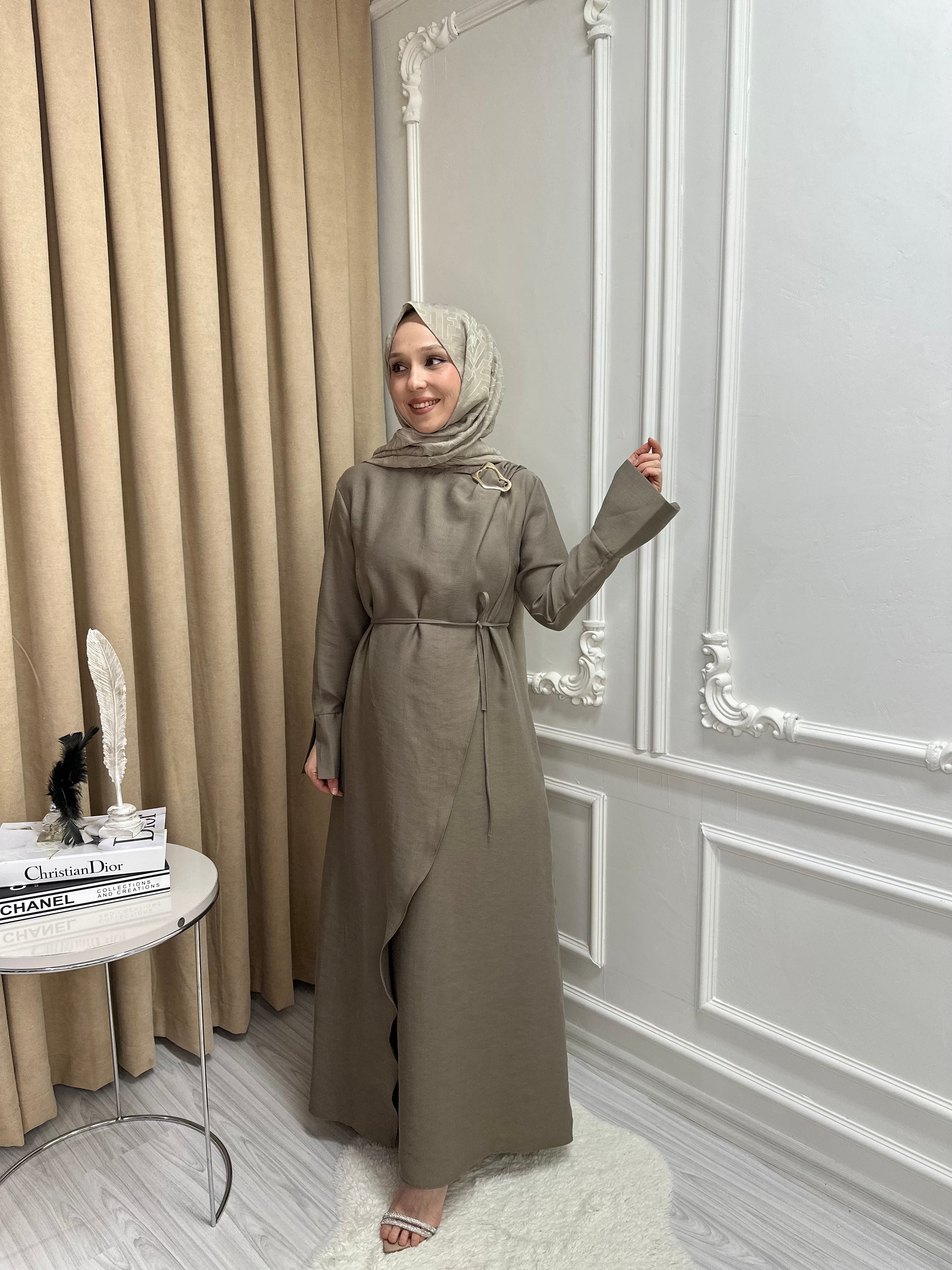 SİNDY MODAL ELBİSE - VİZON