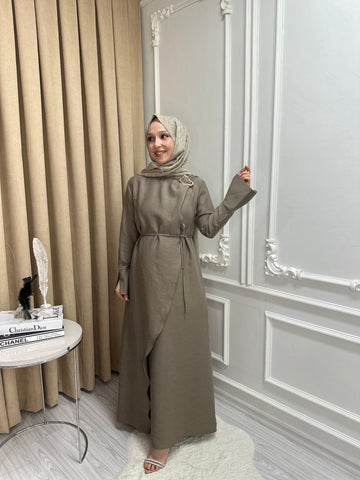 SİNDY MODAL ELBİSE - VİZON