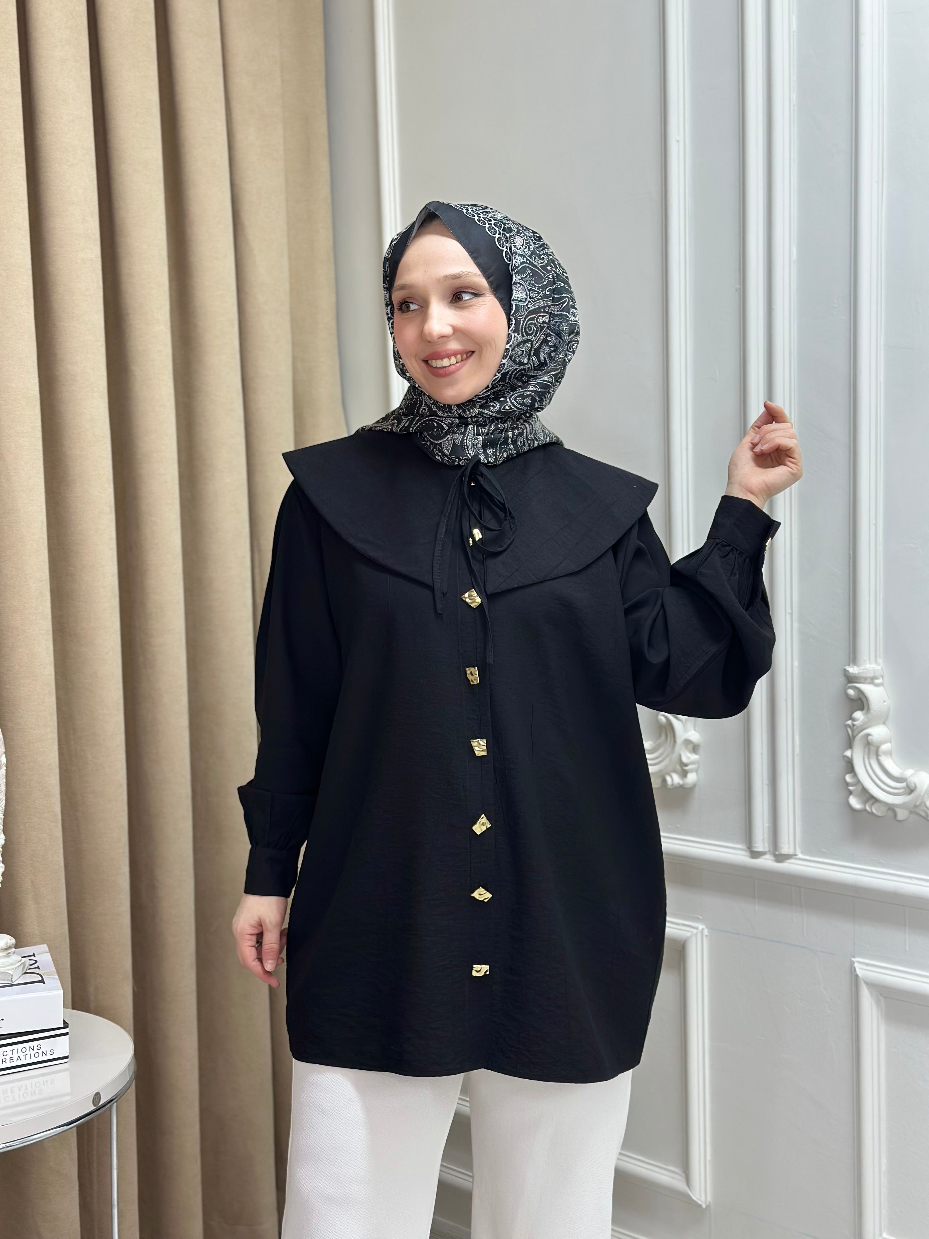 YAKALI GÖMLEK -SİYAH