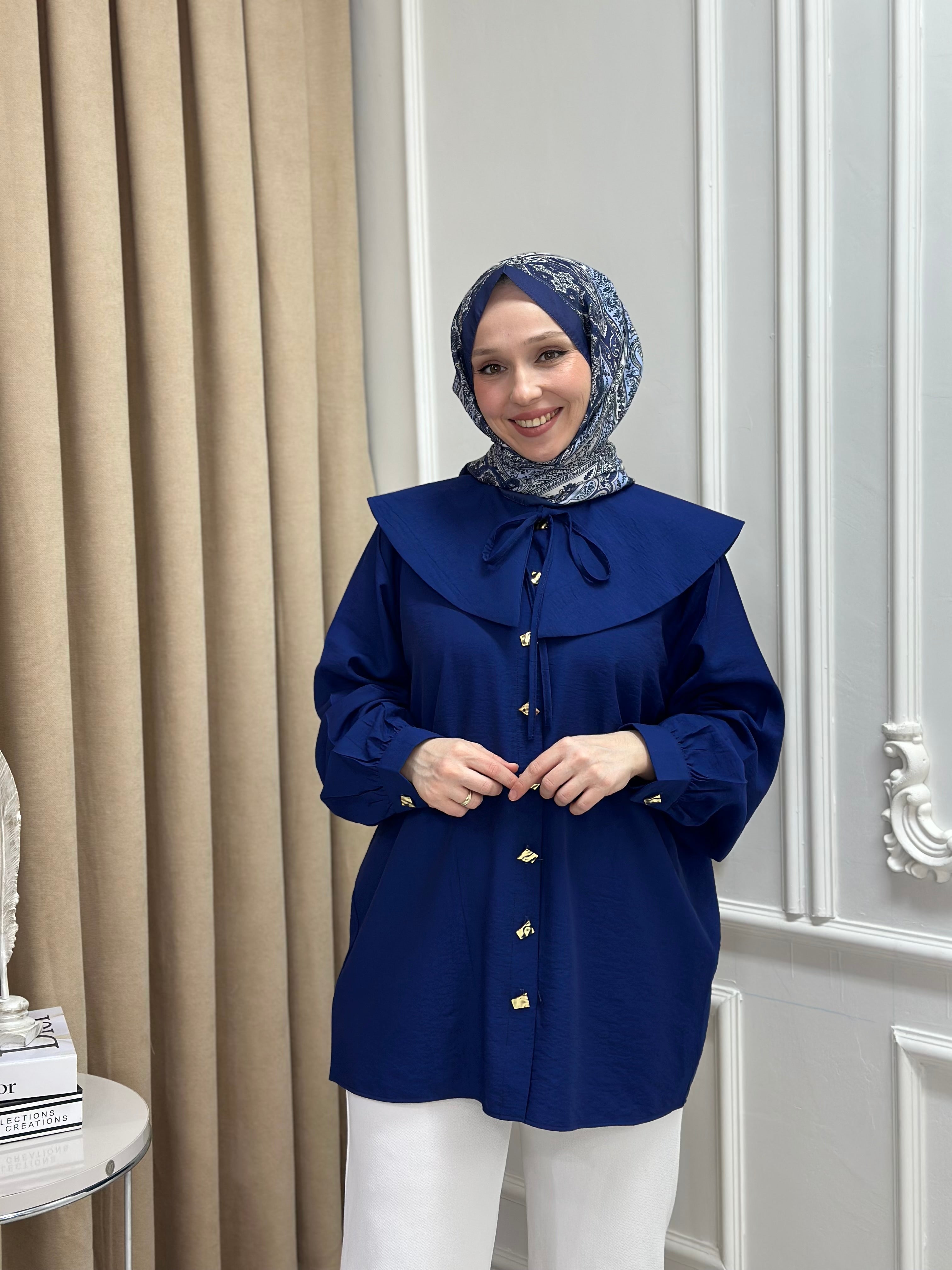 YAKALI GÖMLEK - LACİVERT