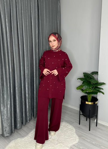 TAŞ DETAYLI TRİKO TAKIM