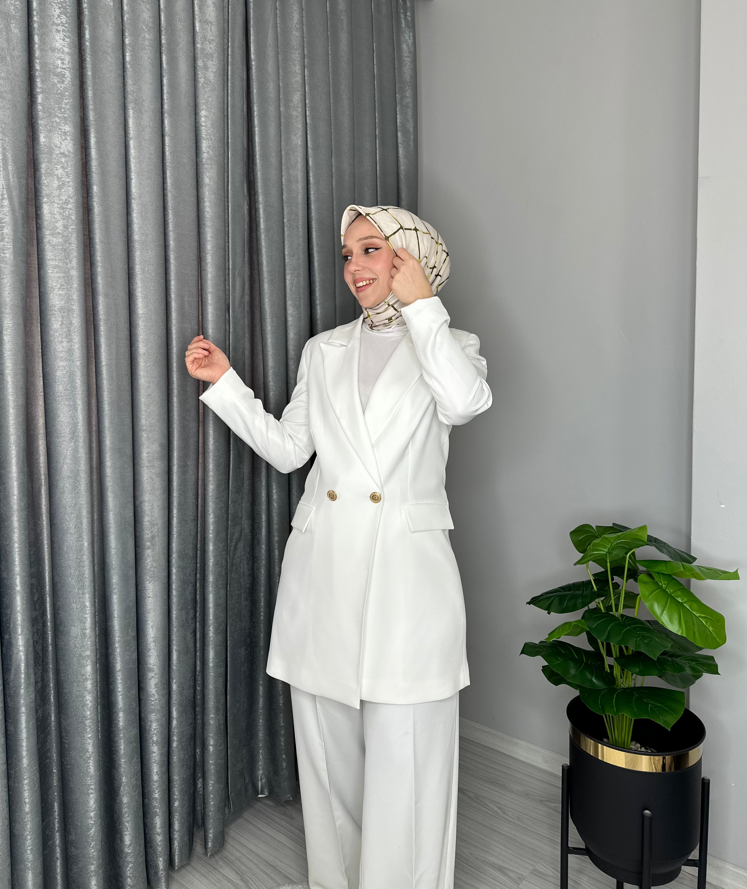 YAKE BLAZER CEKET- BEYAZ