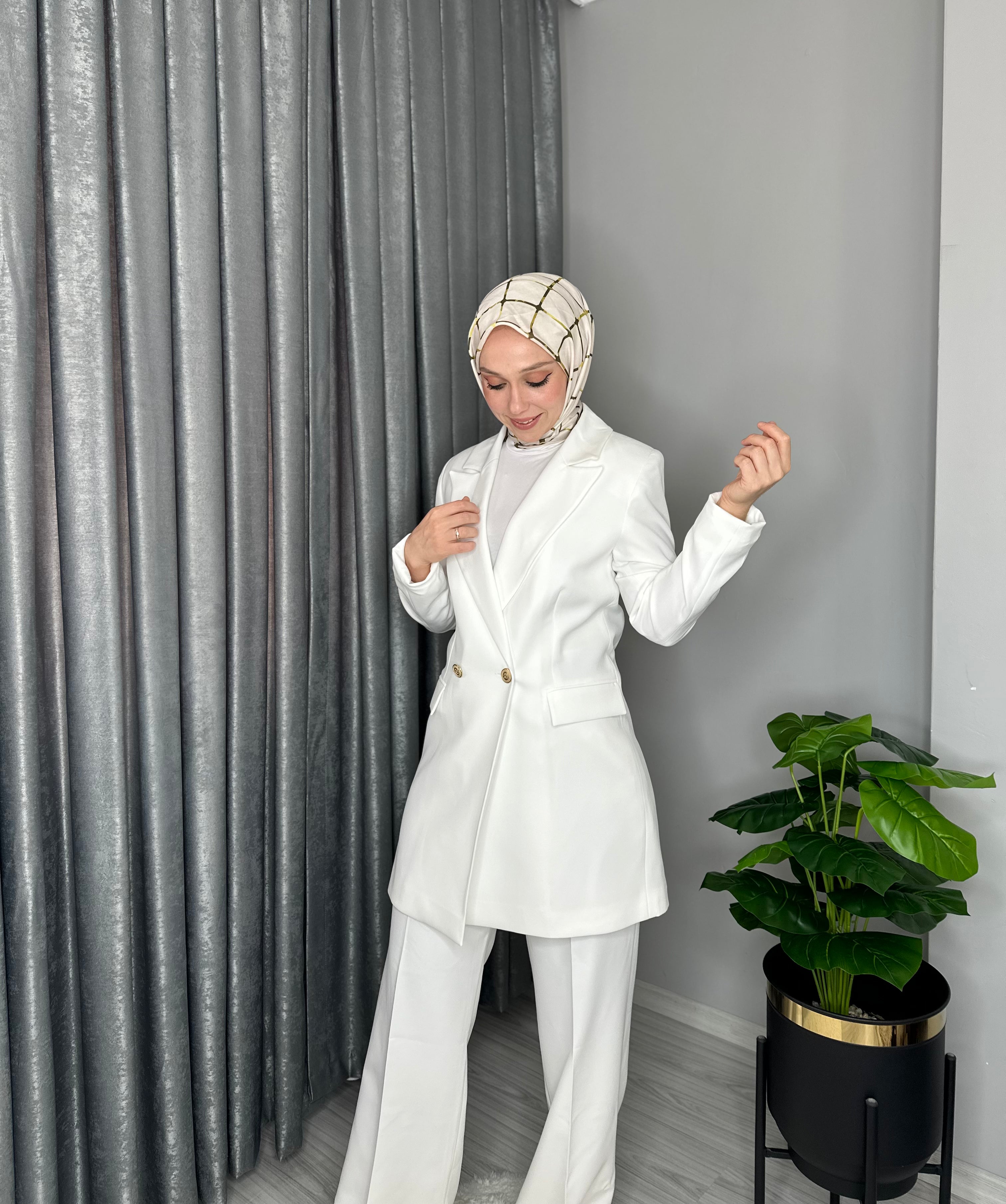 YAKE BLAZER CEKET- BEYAZ