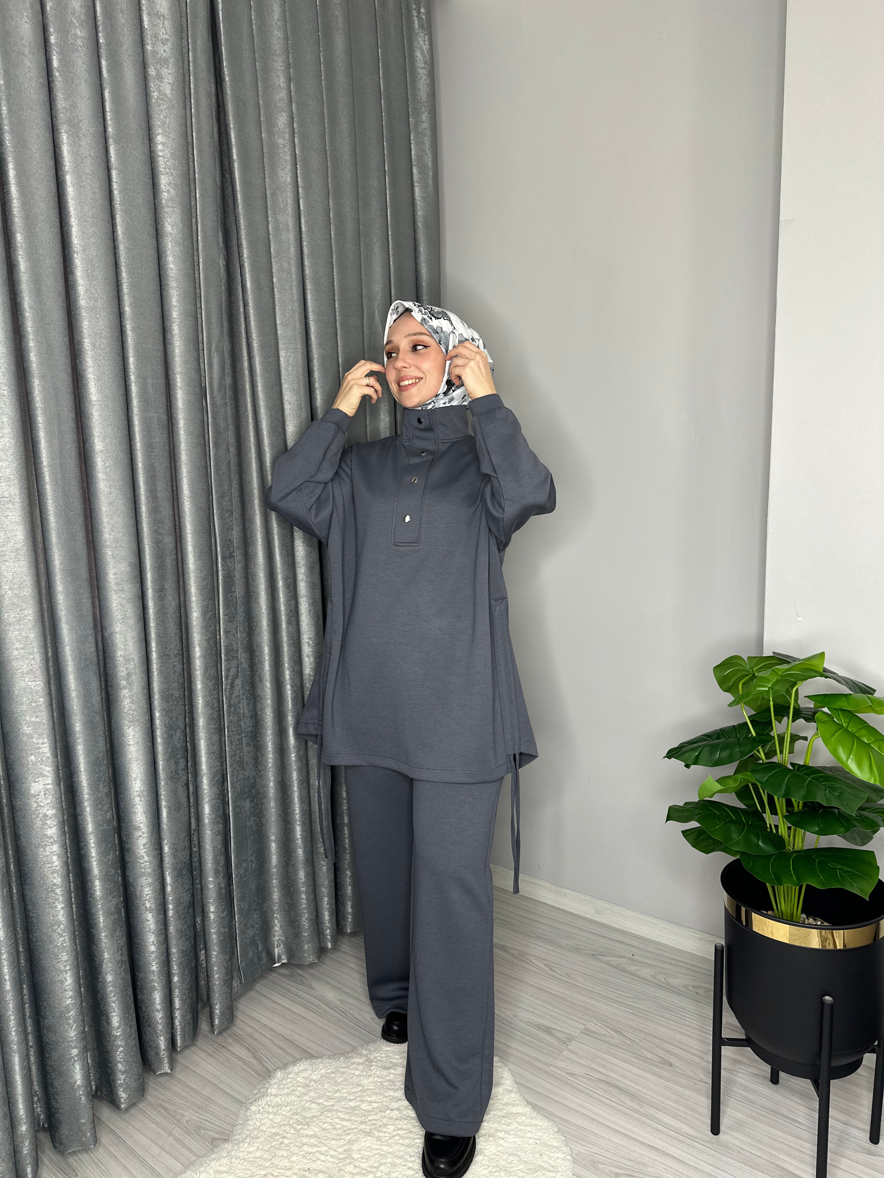 ÇITÇITLI TUNİK TAKIM-GRİ