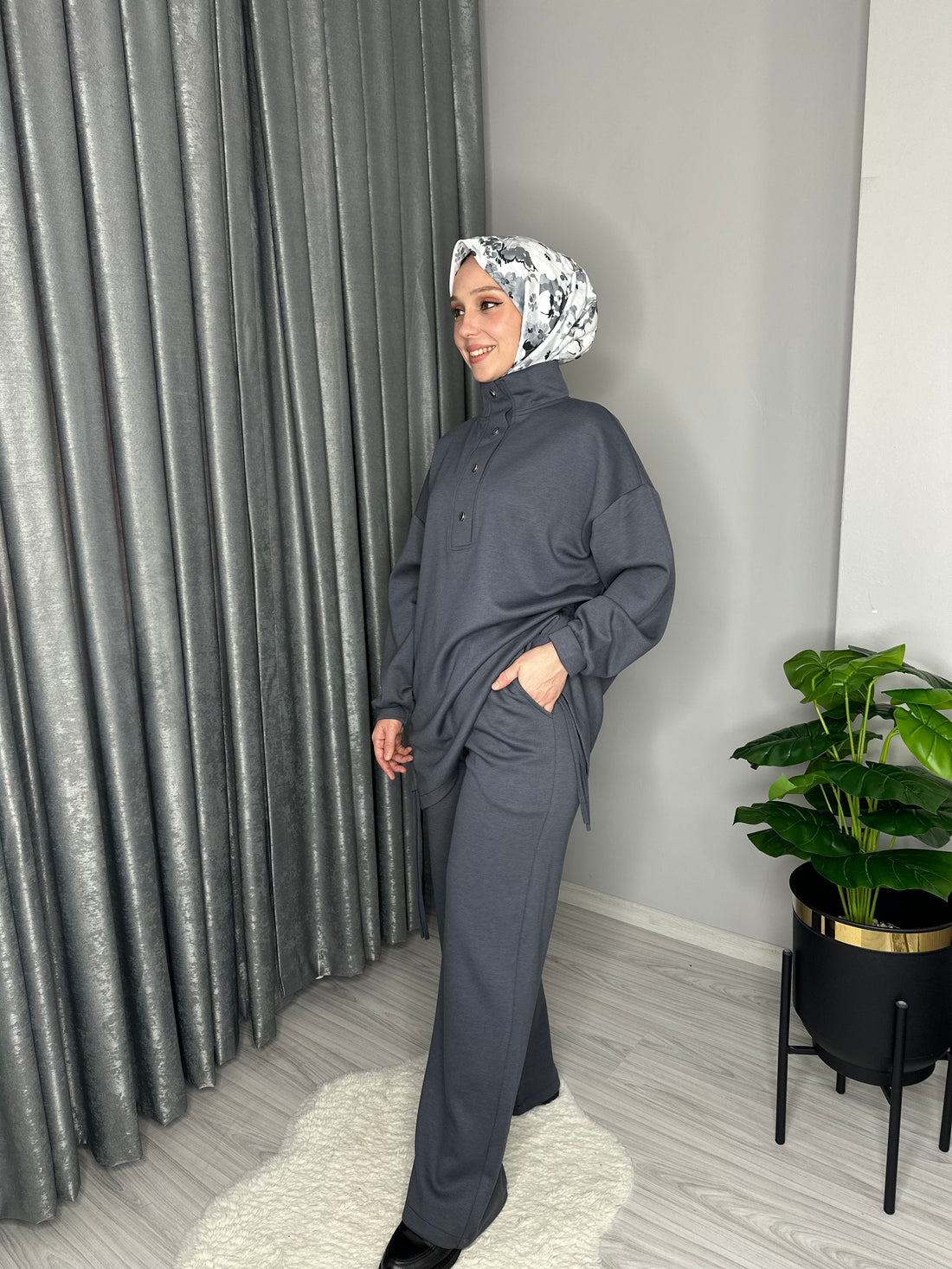 ÇITÇITLI TUNİK TAKIM-GRİ