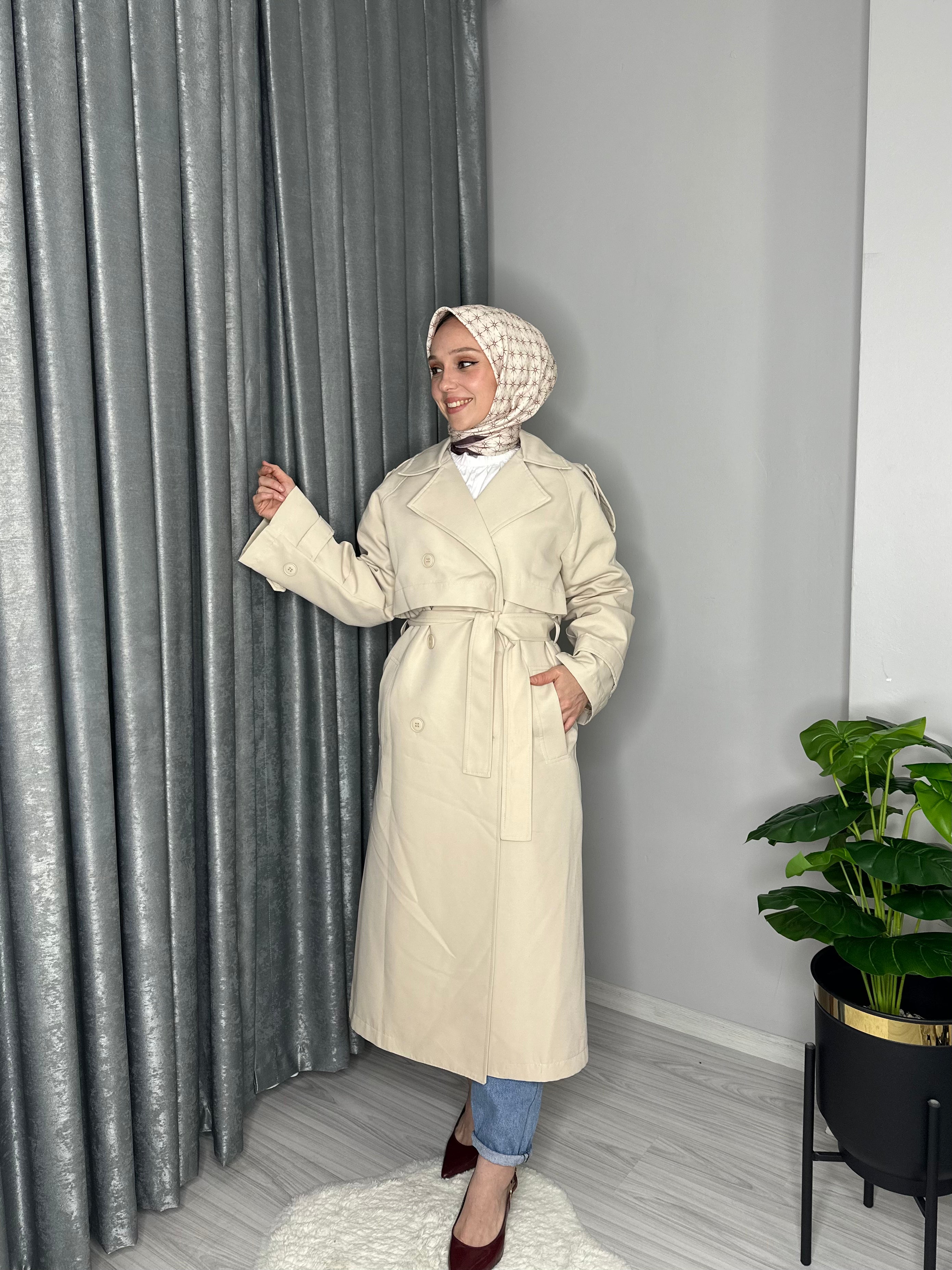 YAKE TRENÇKOT- TAŞ RENGİ