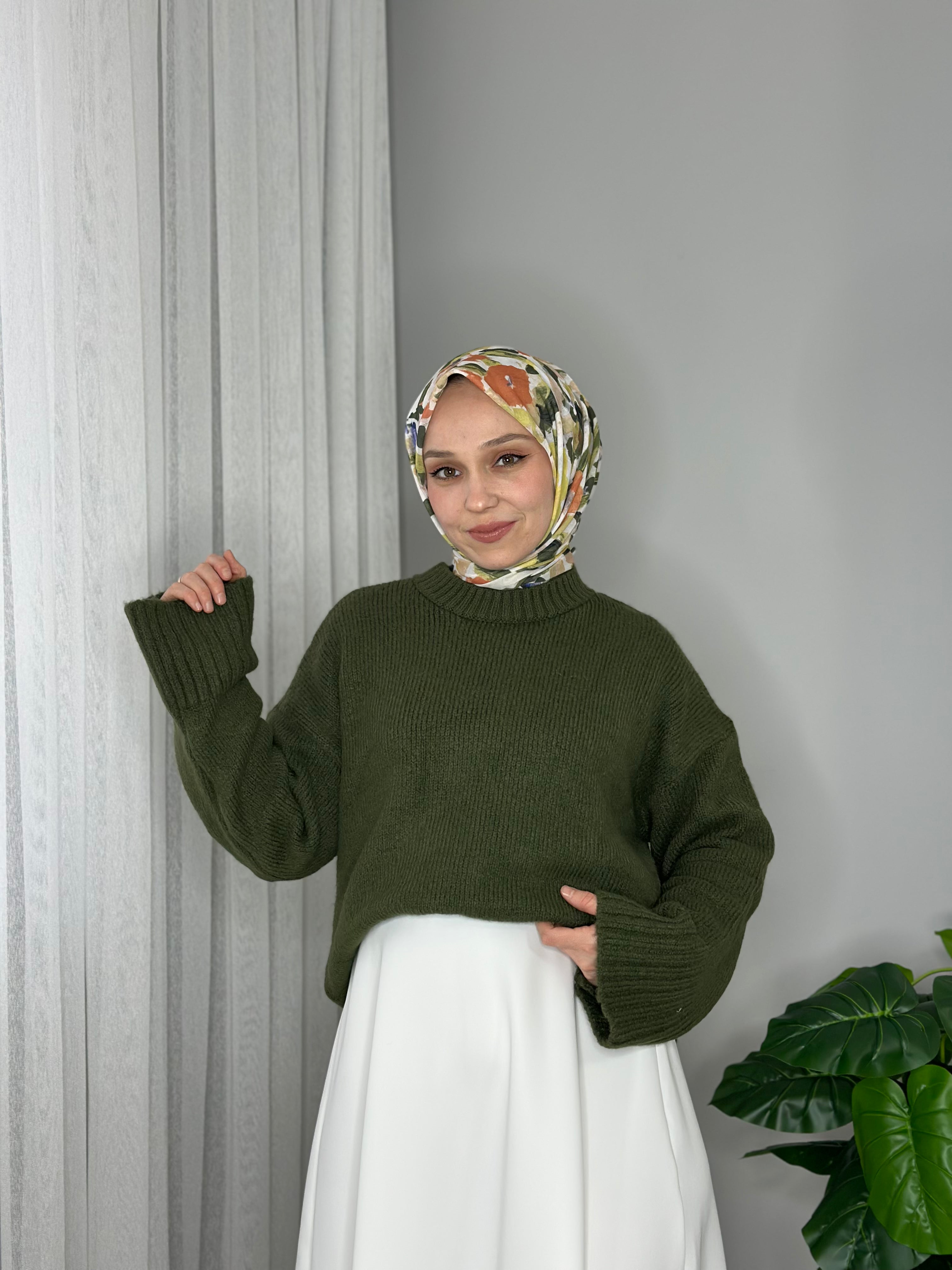 BİSİKLET YAKA KAZAK - YEŞİL