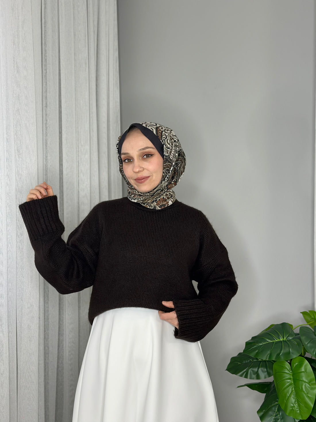 BİSİKLET YAKA KAZAK - ACI KAHVE